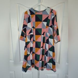 Pink Chicken Colorful Geometric Dress
